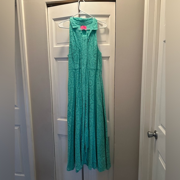 Lilly Pulitzer Dresses & Skirts - NWOT LILLY PULITZER CHRISELLA MIDI SHIRTDRESS SIZE 10 BEACH PARADISE EYELET